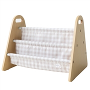 3 Sprouts Stojak na Książki dla Dzieci Przenośny Gingham Beige