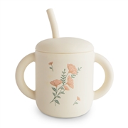 Mushie Kubek ze słomką 175 ml Pink Flowers