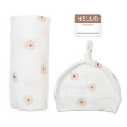 Lulujo Zestaw Prezentowy Kocyk + Czapka Daisies
