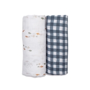 Lulujo Kocyk Muślinowy Fish/Navy 2 szt