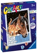 CreArt Malowanie Po Numerach Dla Dzieci Koń i Kotek